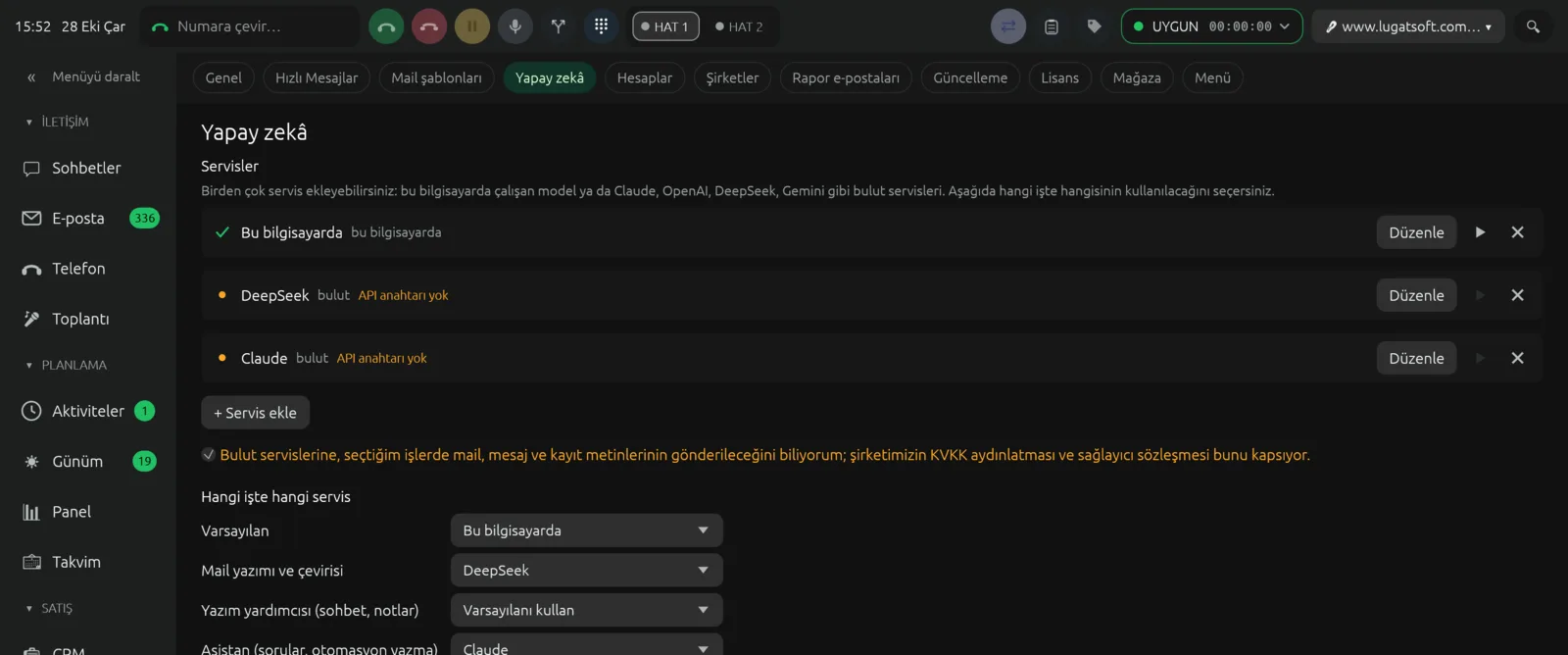 Yapay zekâ ayarları